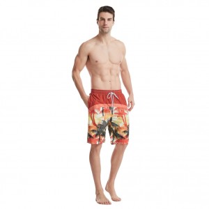 Mens beach shorts printed drawstring loose quick dry beachpants