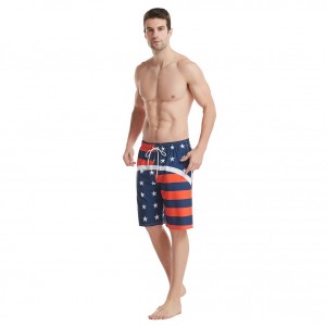 Mens beach shorts color block printed drawstring running pants