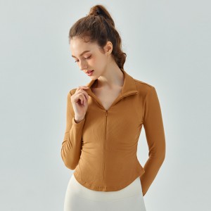2019 New Style Custom Logo Cotton Long Sleeve Zip-up Crop Jacket