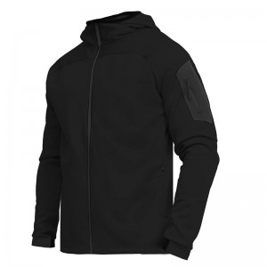 Factory OEM Custom winter hooded jacket full zip colorblock outdoor running fitness coat