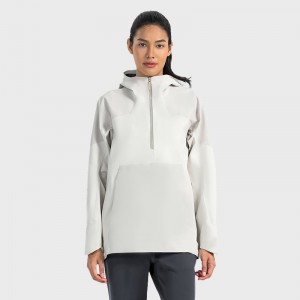 Custom women waterproof windproof breathable hooded half YKK zip softshell outdoor jackets