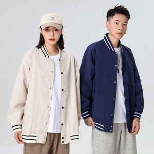 Custom men baseball jacket solid casual loose button coat stripe sportswear Factory OEM Low MOQ