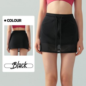 Custom fashion women mesh 2 in 1 tennis skirts drawstring slim fit active skirt OEM Low MOQ