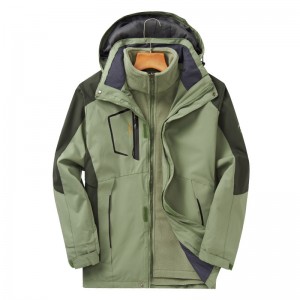 Hot sale Factory Women′ S Two-Piece Suit Removable Outdoor Waterproof Fashion Ski 3 in 1 Winter Green Fashion Jacket
