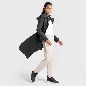 Custom women waterproof windproof detachable lapel hooded belt long outdoor jackets coats