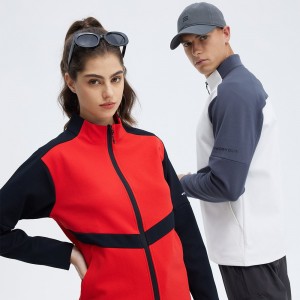 Custom outdoor coat quick dry long sleeve colorblock zip tennis jacket | OMI Activewear Supplier