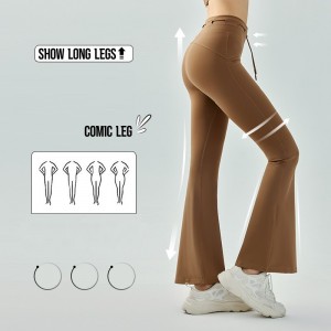 Women yoga fitness workout high rise butt lift drawcord wide-leg pants no T-line bell-bottoms
