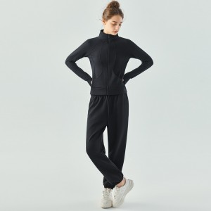 Women workout zip coat stand collar slim fit running training yoga jacket Factory Custom OEM