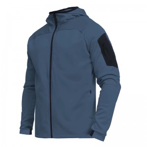 Factory OEM Custom winter hooded jacket full zip colorblock outdoor running fitness coat