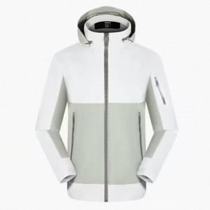 Custom outdoor hooded jacket colorblock full zip winter camping hiking coat Factory OEM