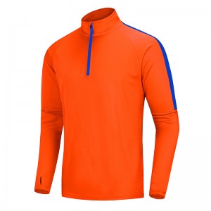 Custom football jersey long sleeve running half zip colorblock workout top quick dry sweatshirt