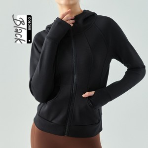 Custom women sports coat winter hooded zip jacket loose running hoodies Factory Low MOQ
