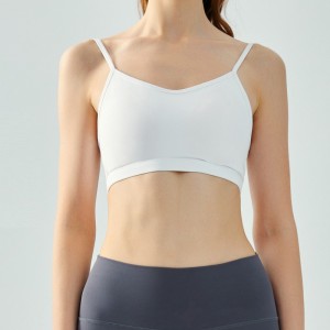 Women U back adjustable spaghetti strap yoga workout top fixed cup fitness running sports bra