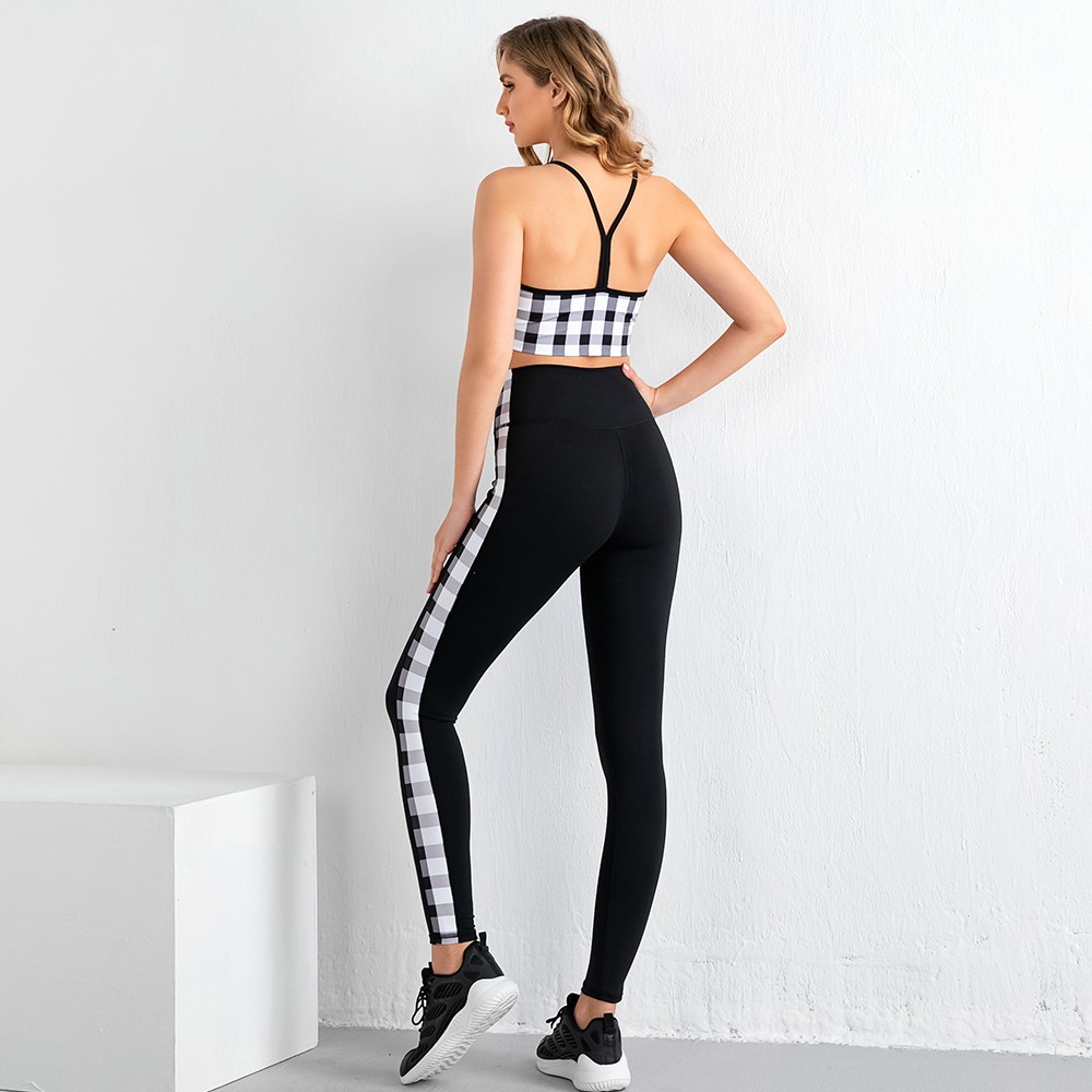 Professional Design Custom Jackets Men - High elastic fitness grid yoga set Y back sports bra breathable leggings gym set for women – Omi