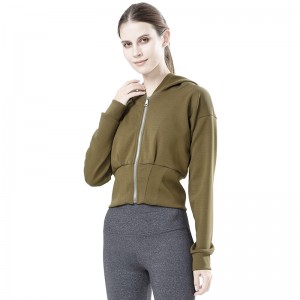 Custom Fast Delivery Women zip hoodie outdoor running outwork top yoga crop hooded jacket