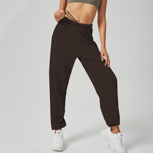Custom women high waisted yoga trackpants loose running jogger pants Factory OEM Low MOQ