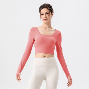 Rapid Delivery for Manufacturer Custom Logo High Elasticity Women Gym Wear Long Sleeve Slim Fit Sexy Fitness Yoga Crop Top Activewear Top