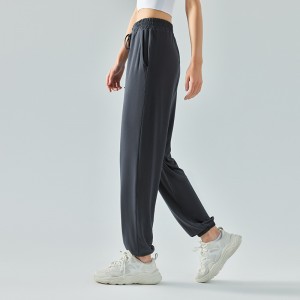 Custom women high waisted loose jogger pants high elastic running trackpants OEM Low MOQ