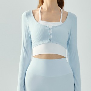 Discountable price Women Active Wear Long Sleeve with Zipper Yoga Crop Top