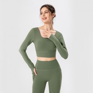 Rapid Delivery for Manufacturer Custom Logo High Elasticity Women Gym Wear Long Sleeve Slim Fit Sexy Fitness Yoga Crop Top Activewear Top