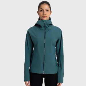 Custom women waterproof windproof zip outdoor jacket hiking camping hooded climbing coat