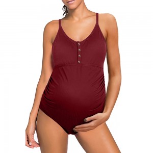 Custom women pregnant adjustable straps button 1 pcs swimsuit | OMI Swimwear Manufacturer