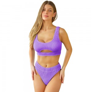 Custom women two piece swimsuits hollow out sex high cut bikini sets | OMI Swimwear Supplier