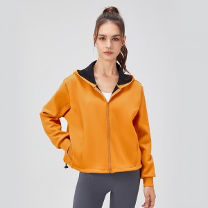 Women winter coat loose hooded running jacket full zip hoodies Factory custom fast delivery