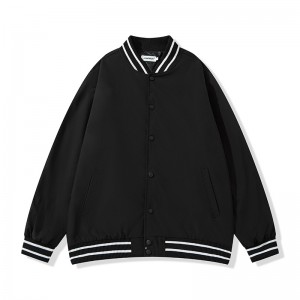 Custom men baseball jacket solid casual loose button coat stripe sportswear Factory OEM Low MOQ