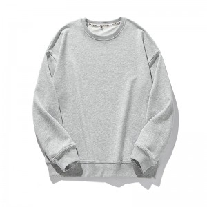 Custom men round neck loose sweatshirt french terry casual solid long sleeve tshirt Factory Low MOQ