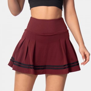 Womens tennis skirt quick dry 2 in1 high waist running fitness stripe skirts with pockets
