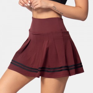 Womens tennis skirt quick dry 2 in1 high waist running fitness stripe skirts with pockets