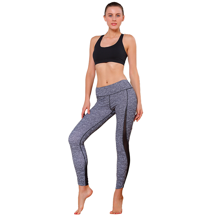 China Custom Ladies training high waisted fitness gym wear mesh panel  sports workout sexy women leggings yoga pant factory and suppliers