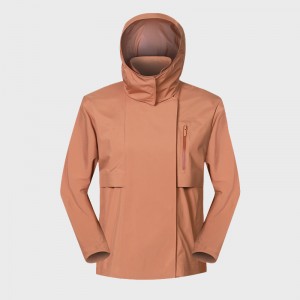 Custom women waterproof windproof SBS zip outdoor jacket hiking camping hooded windbreaker