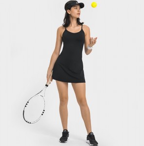Womens tennis skirts spaghetti straps padded tank top outdoor training skirt