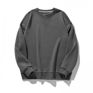 Custom men round neck loose sweatshirt french terry casual solid long sleeve tshirt Factory Low MOQ