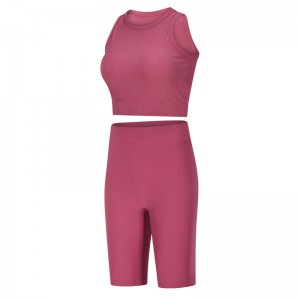 OEM crop top gym clothing running activewear fashion yoga set shorts two piece short set yoga set