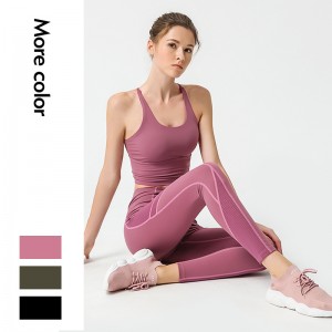 Custom cross strape sports bra gym fitness set high waisted womans leggings yoga workout sets