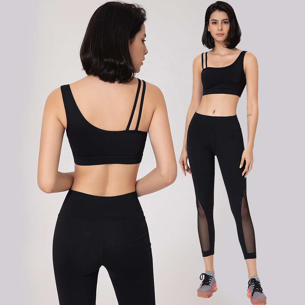 High-Quality CE Certification Custom Yoga Tank Tops Manufacturers - Women black workout clothing mesh high waist leggings 2 pcs fitness tiktok gym sports yoga sets – Omi