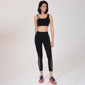 OEM Manufacturer China Recycled RPET Nylon Polyester Woman Workout Pocket Tights Mesh Leggings Sports Yoga Bra Fitness Gym Wear Set