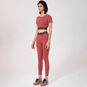 Special Price for China Two Piece Sport Suit Women Yoga Set Short Sleeve Crop Top and Leggings Sexy Yoga Wear Fitness Track Suit Sportswear