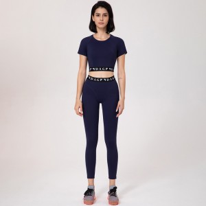Special Price for China Two Piece Sport Suit Women Yoga Set Short Sleeve Crop Top and Leggings Sexy Yoga Wear Fitness Track Suit Sportswear