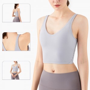 Womens v neck padded yoga sports bras fitness running gym athletic workout crop tank top