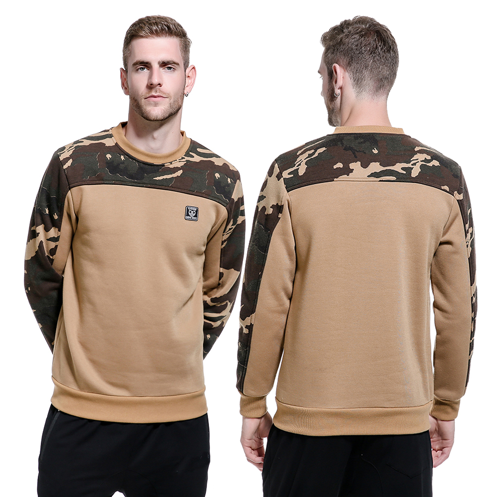 China Wholesale Top Design Tracksuit Pricelist Factory - Custom oversized round neck sweatshirt long sleeve camouflage printed patchwork fleece mens sweatshirts – Omi