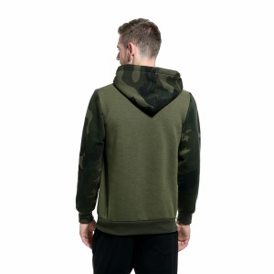 Custom men loose color block high quality hoodies custom camouflage printed hoodie pullover sweatshirt