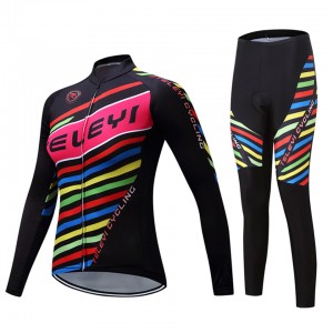 Women cycling long sleeve jersey set riding bicycle bib cycle pants sets – Activewear | Cycling wear