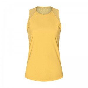 Women tennis tank top mesn back hollow out breathable moisture-wicking fitness sleeveless tshirt