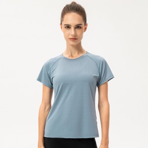 OEM China New Solid Skin-Friendly Loose and Breathable Running Women Sports Blouse T-Shirt