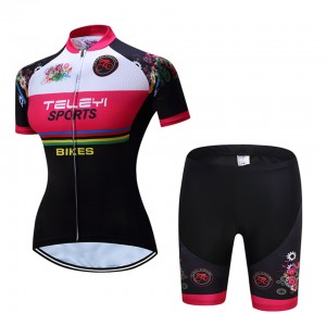 Women short sleeve cycling wear set print mesh riding bib bike shorts set – Activewear | Cycling wear