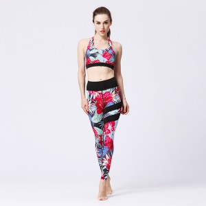 Custom High Quality Quick Dry Flower Print Yoga Outfit 2 Pcs Fitness Sets Clothing New Yoga Set